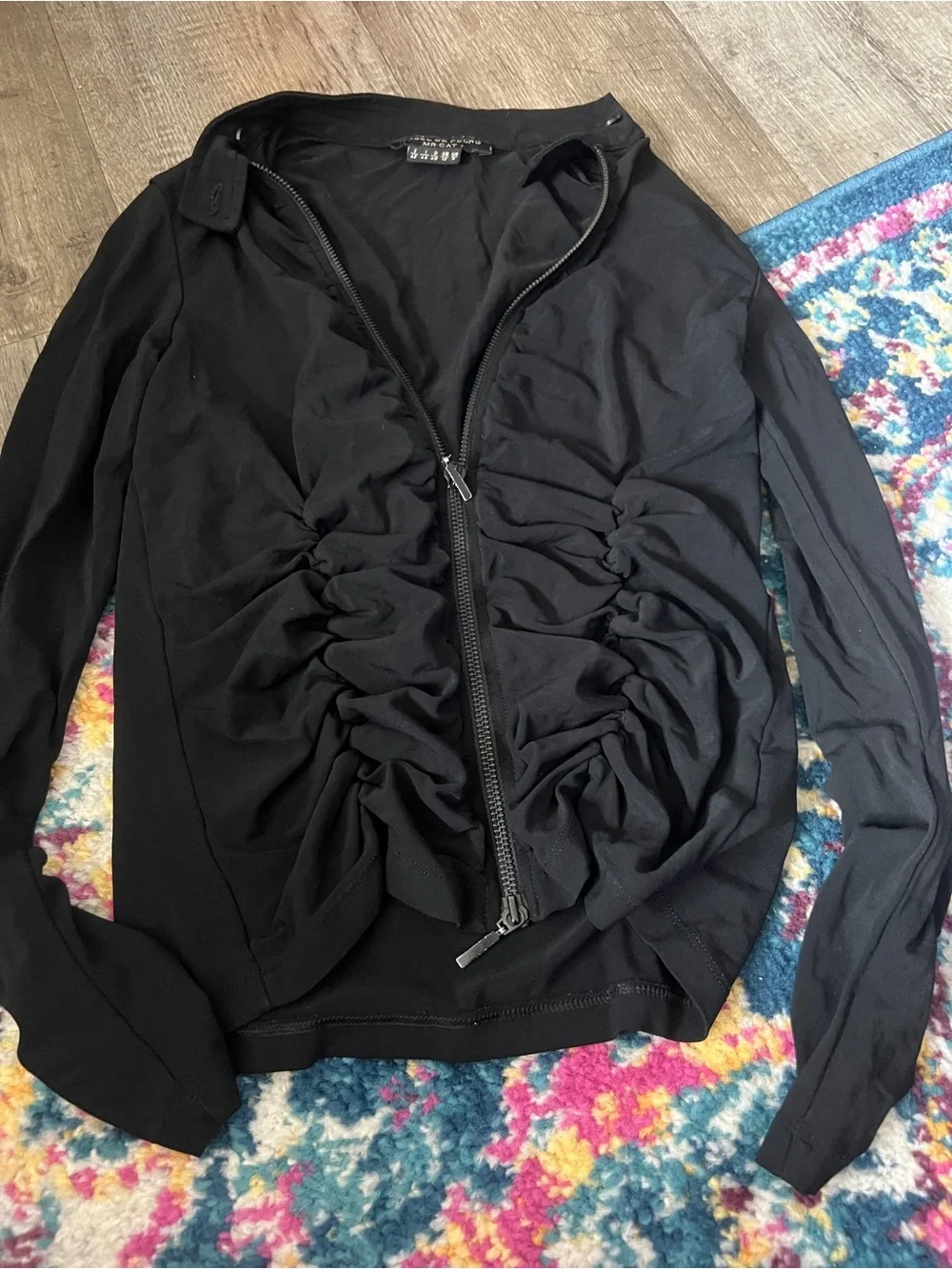 Isabel de Pedro Women's Black Ruched Zip-Front Jacket